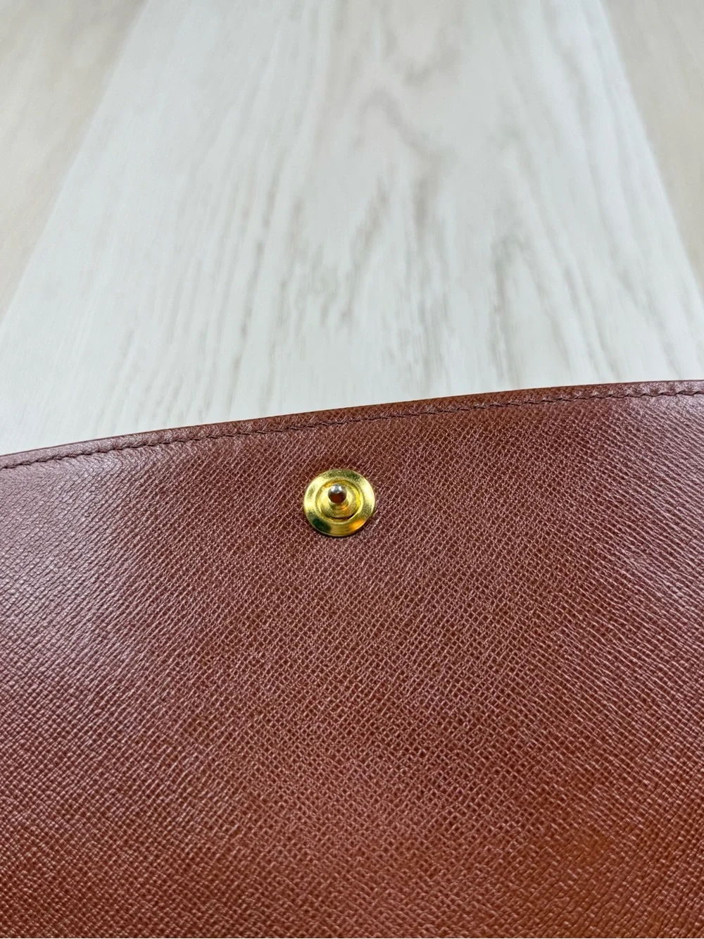 Louis Vuitton Monogram Foldover Clutch in Brown and Tan Leather Trim - Picture 7 of 16